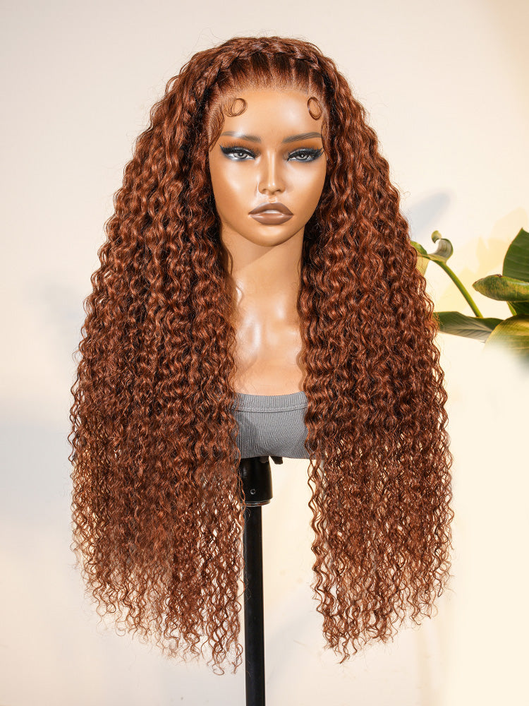 Burnt Orange Stylist Wig Deep Wave 13x4 Lace Frontal Pre-plucked