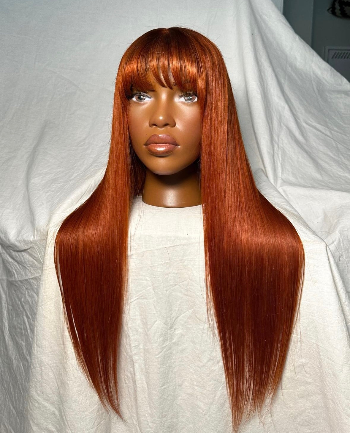 HD 5x5 closure Copper straight bang frontal unit