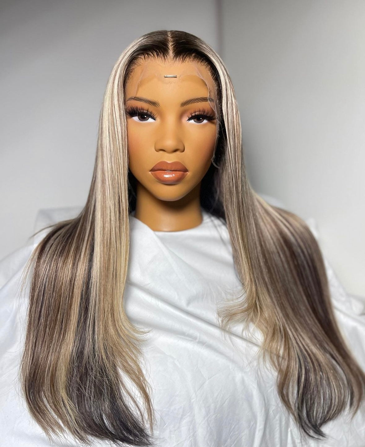 HD 13x6 blonde highlight straight frontal unit