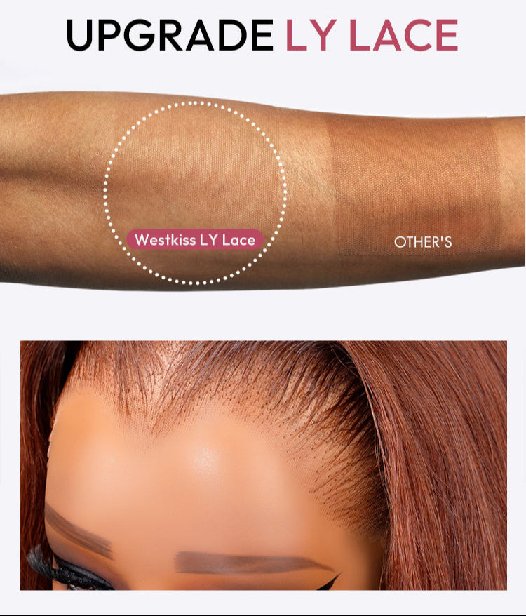 Lagos Hairline Body Wave Dark Burnt Orange Highlight Wig Human Hair Glueless 13x4 Lace Front Wig