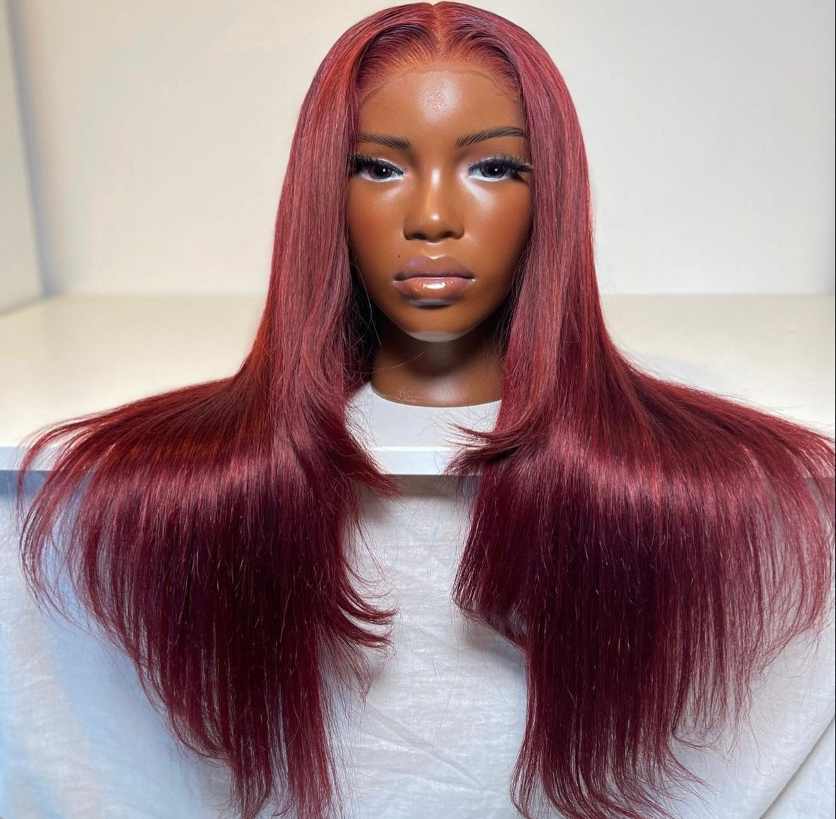 HD 5x5 closure burgundy straight frontal unit