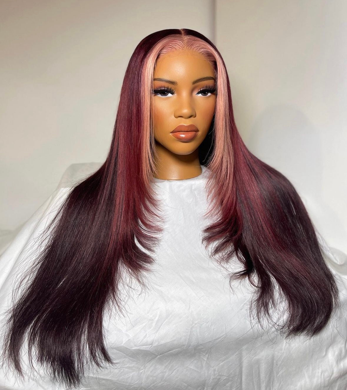 HD 6x6 closure burgundy highlight straight frontal unit