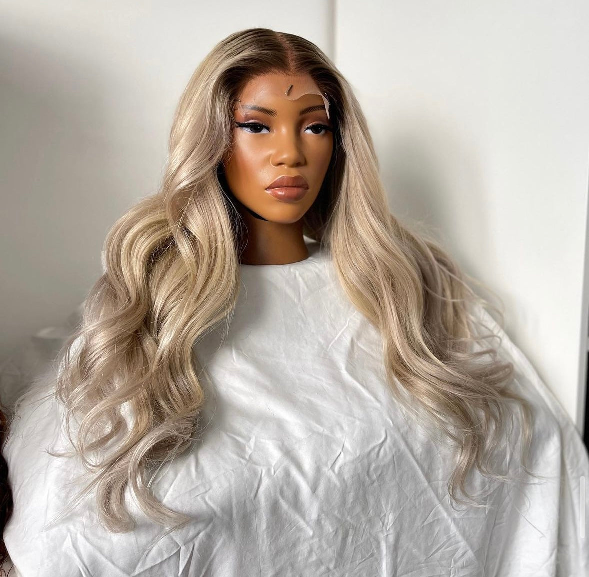 HD 5x5 closure layered cool blonde wavy frontal