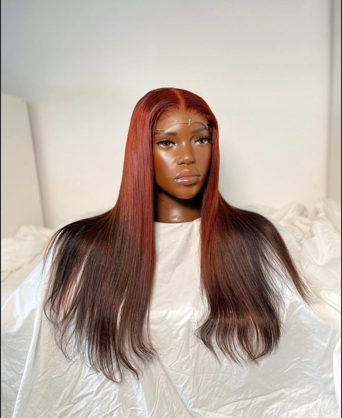 HD 5x5 closure red ombre highlight straight frontal unit