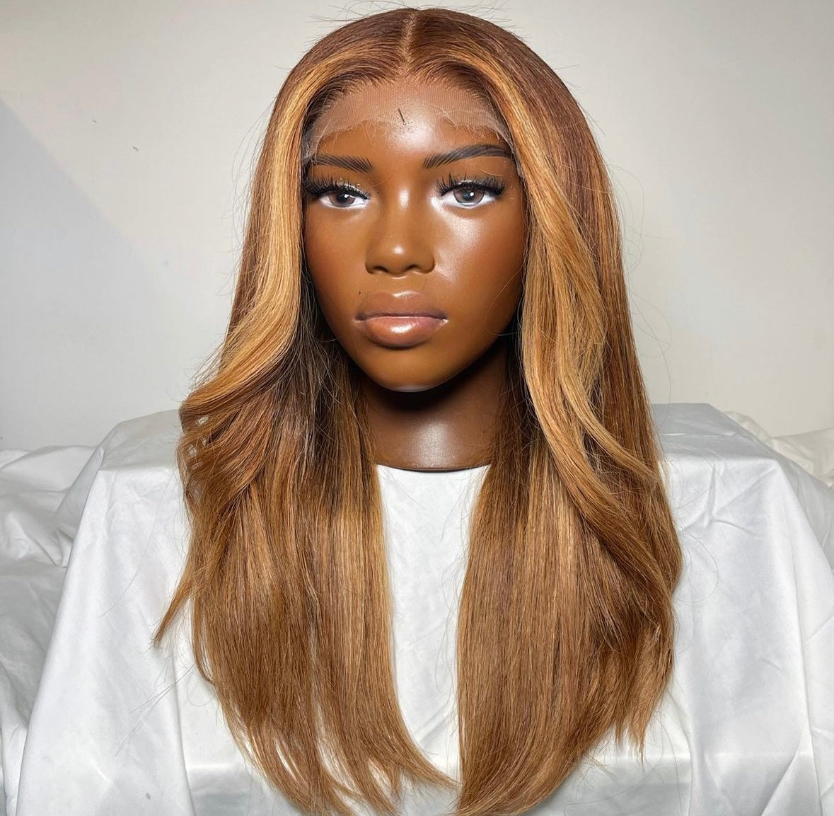 HD 6x6 closure honey blonde curtain bang straight frontal unit