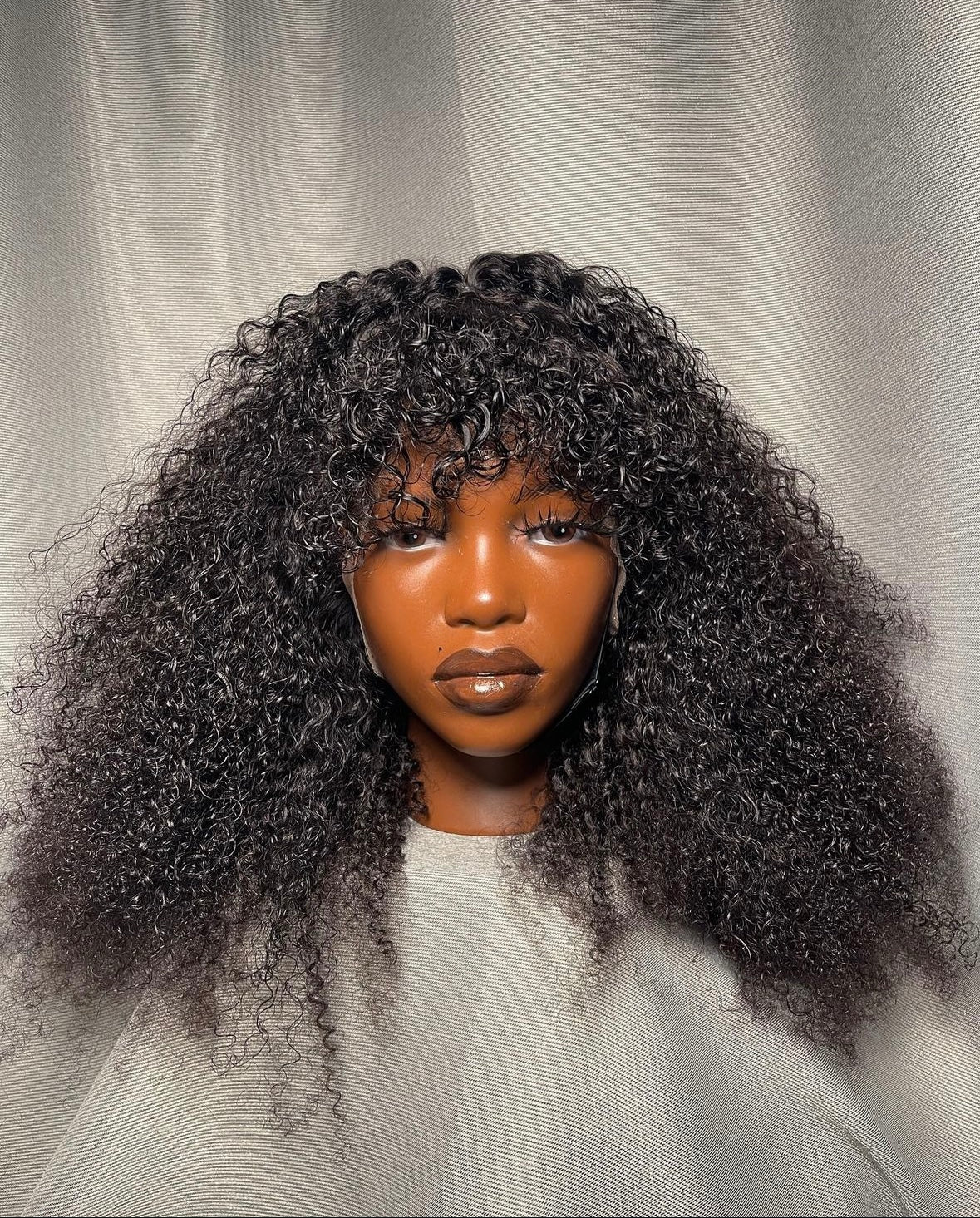 HD 13x4 natural black kinky curly fringe frontal unit