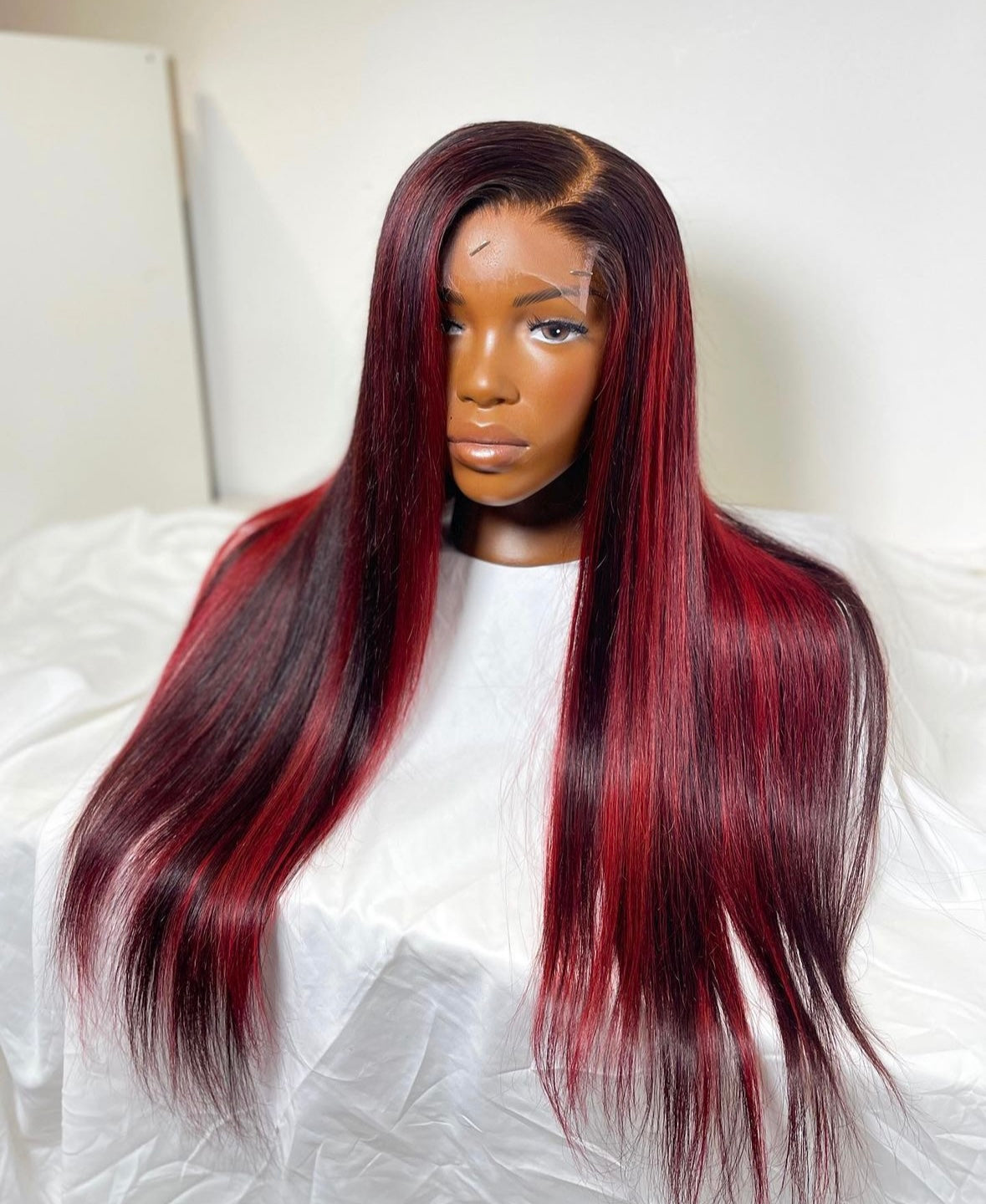 HD 5x5 closure red highlight straight frontal unit