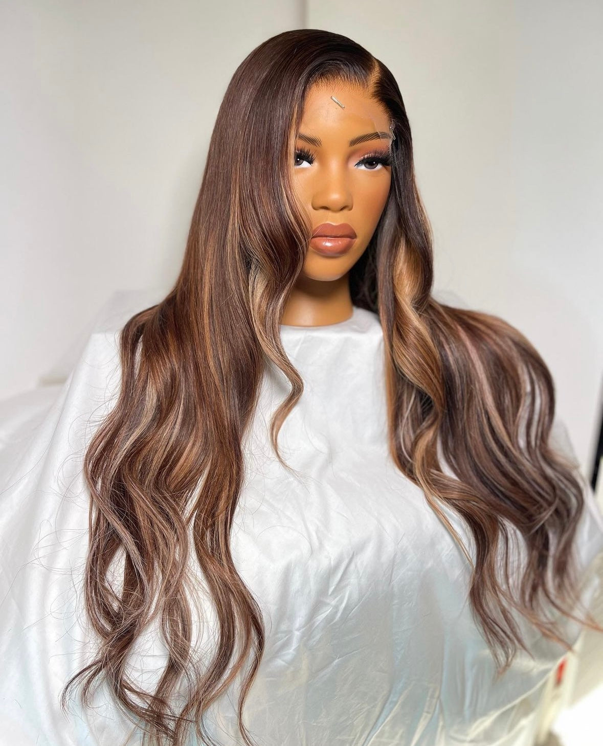 HD 6x6 ginger and blonde highlights wavy frontal