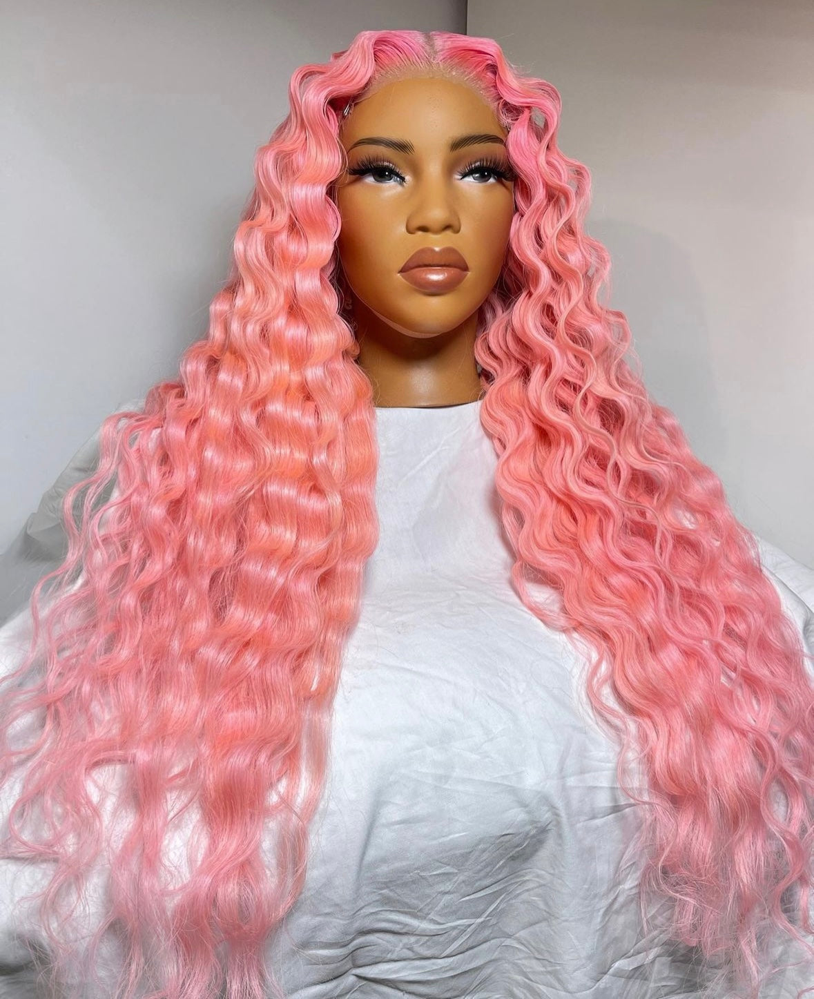 HD 5x5 closure cotton candy pink wavy frontal