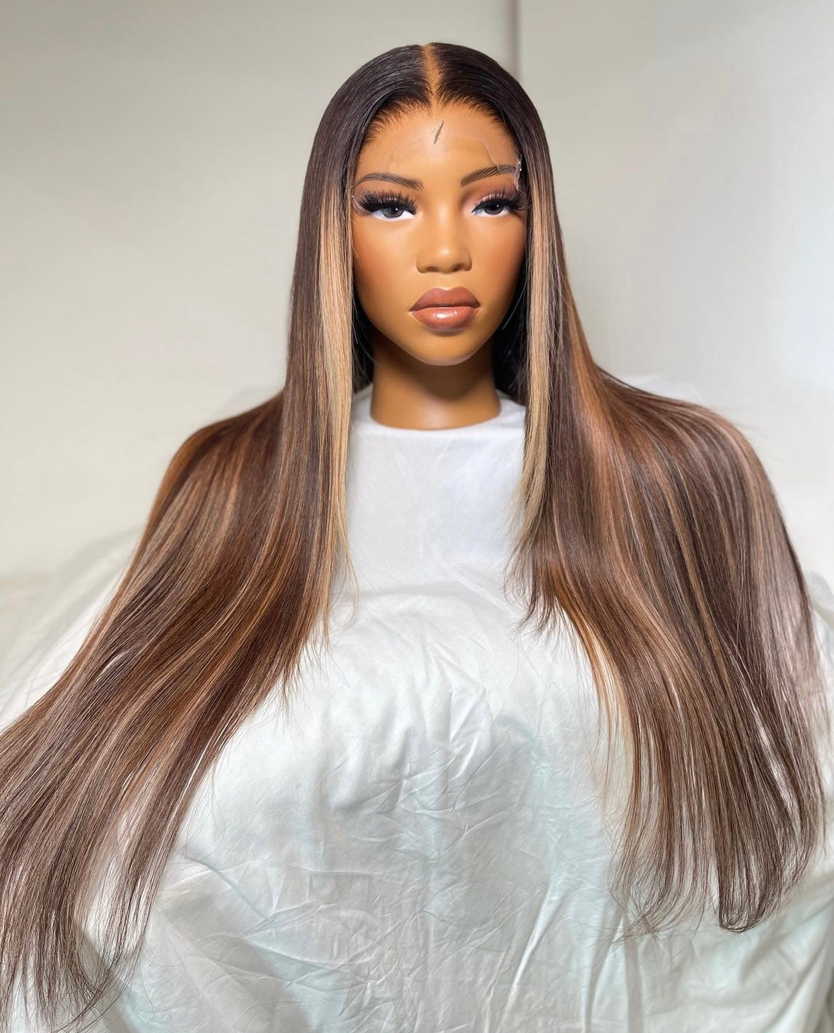 HD 6x6 ginger and blonde highlights straight frontal