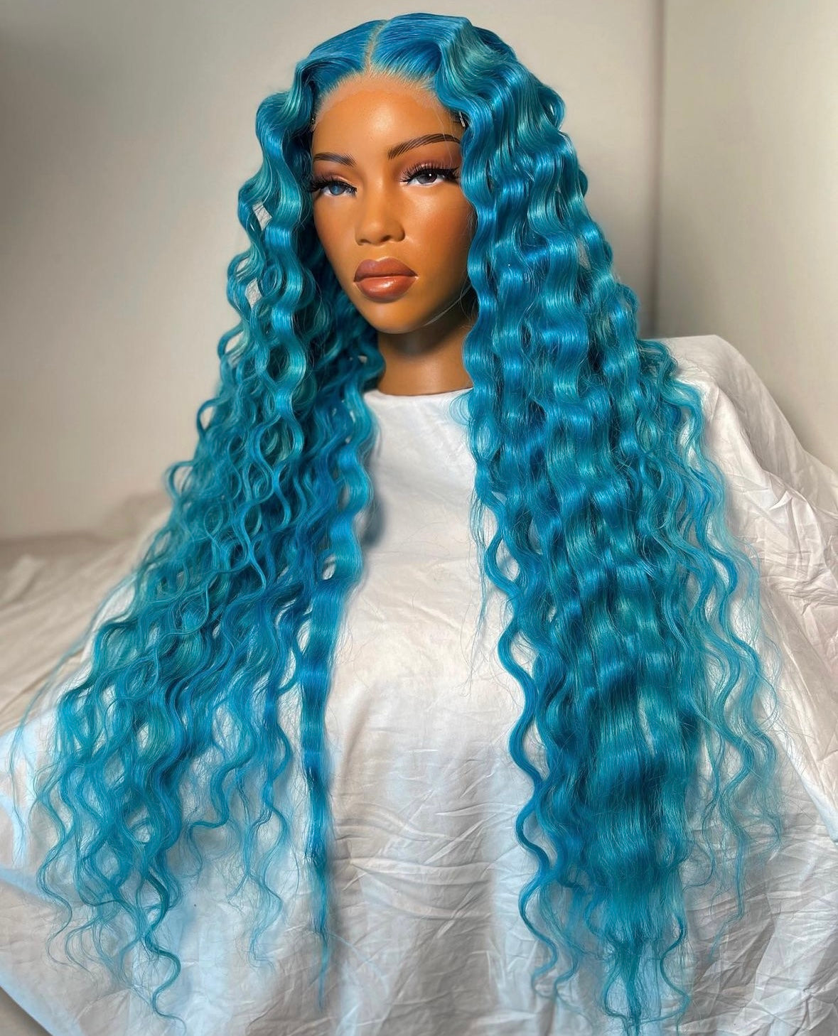 HD 5x5 closure blue mermaid wavy frontal