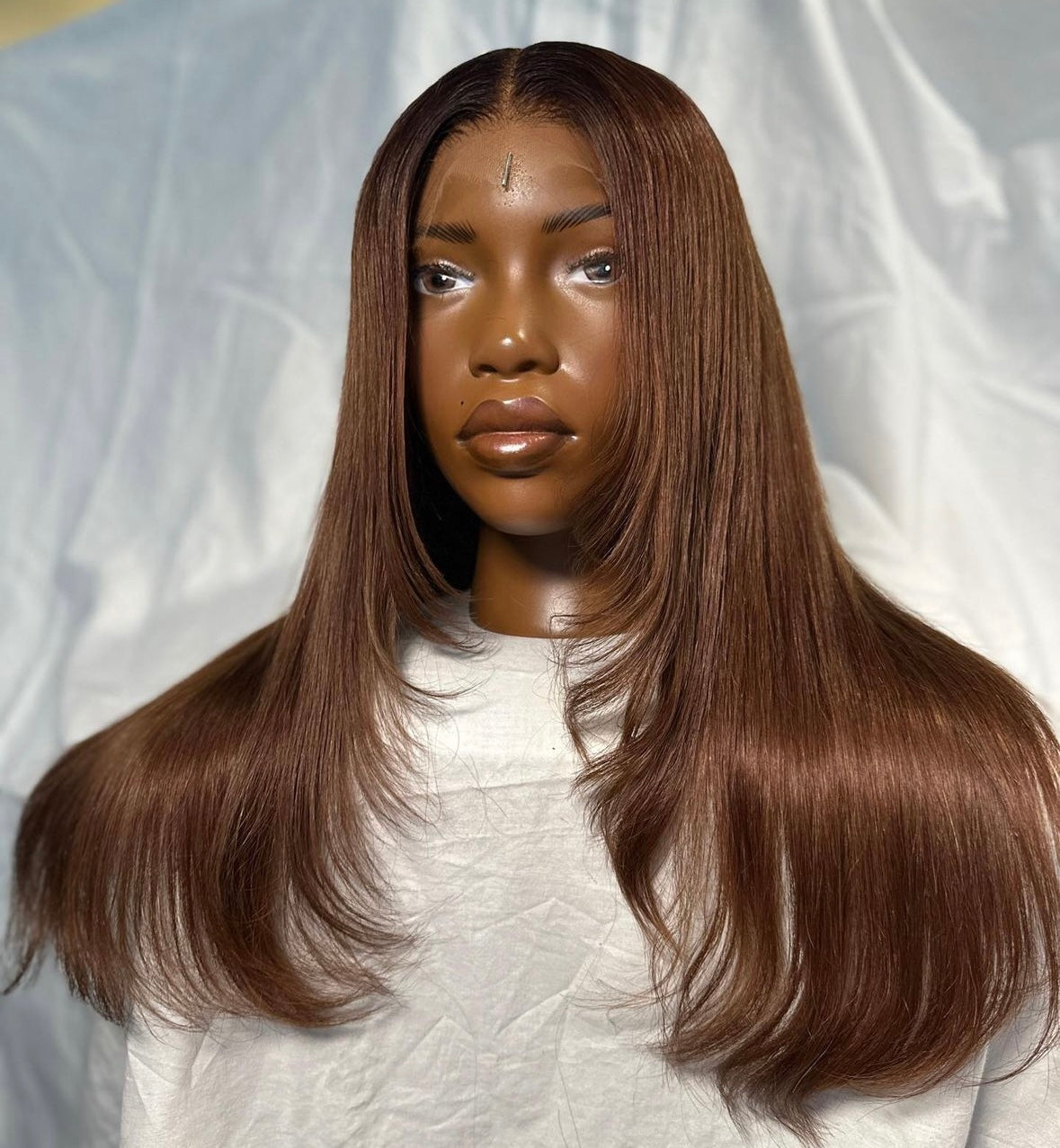 HD 5x5 closure Brown layered straight frontal