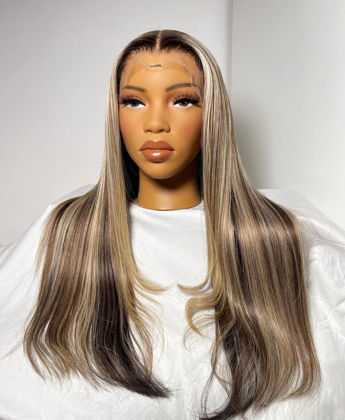 HD 13x6 blonde highlight straight frontal unit