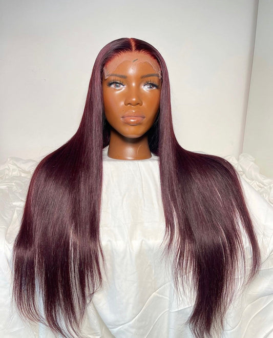 HD 6x6 closure burgundy straight frontal unit