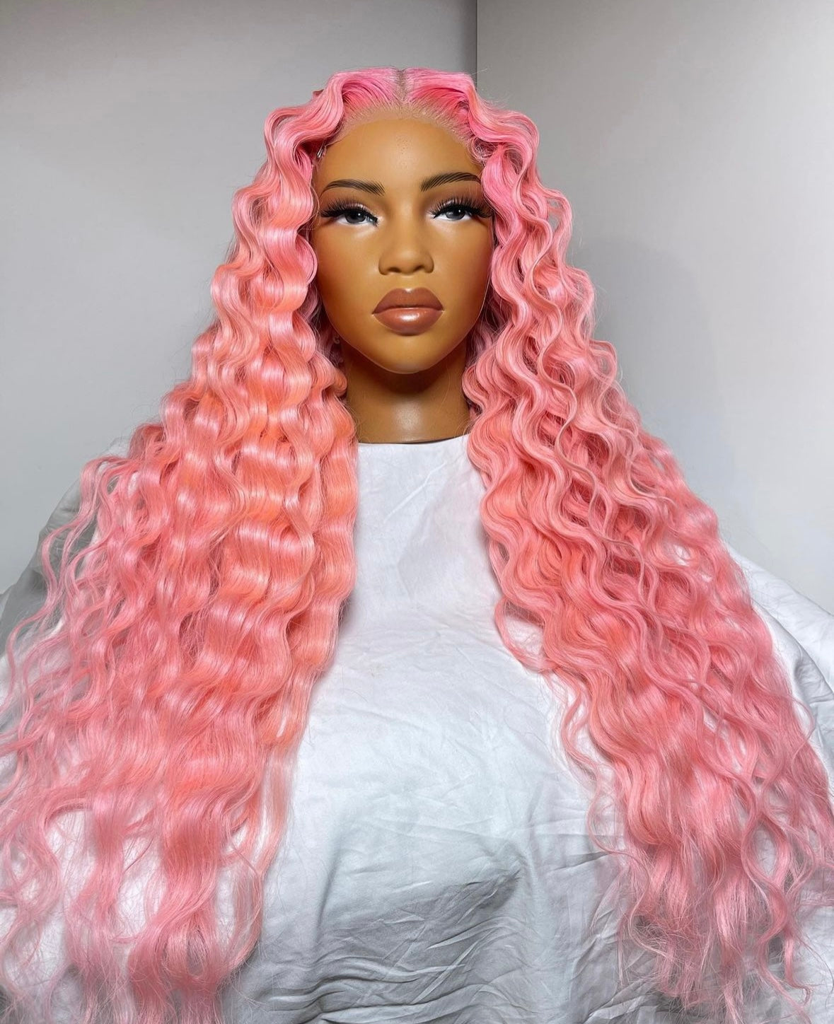 HD 5x5 closure cotton candy pink wavy frontal