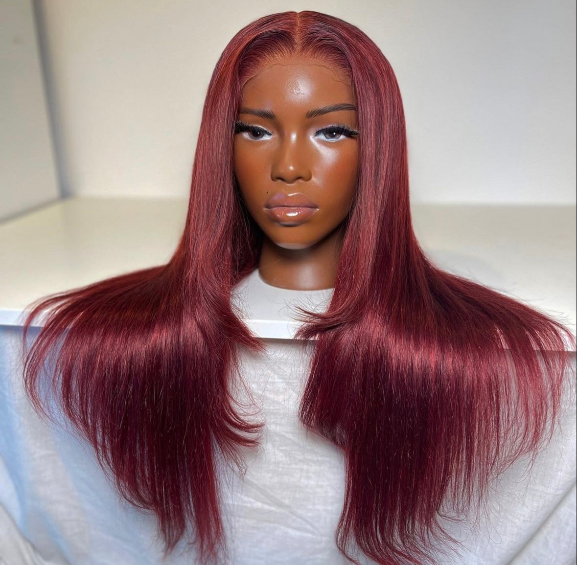 HD 5x5 closure burgundy straight frontal unit