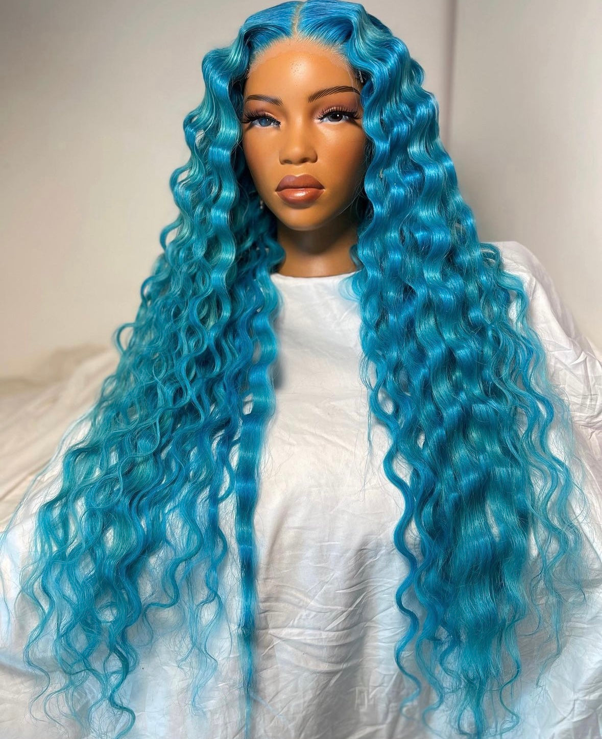 HD 5x5 closure blue mermaid wavy frontal