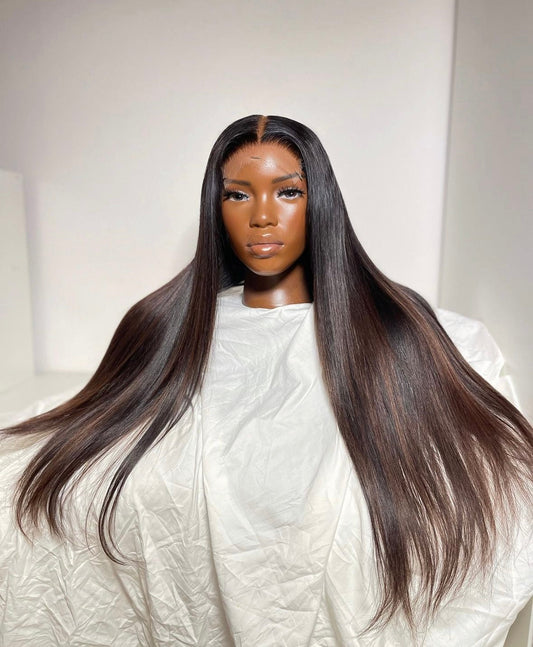 HD 5x5 closure chocolate highlight straight frontal unit