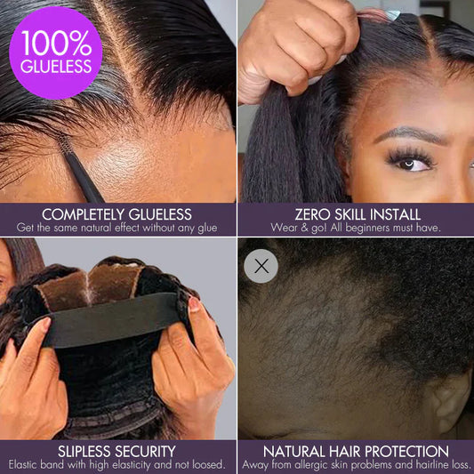 Ombre Brown Highlight / Natural Black Deep Curly Glueless 5x5 Closure Lace Wig