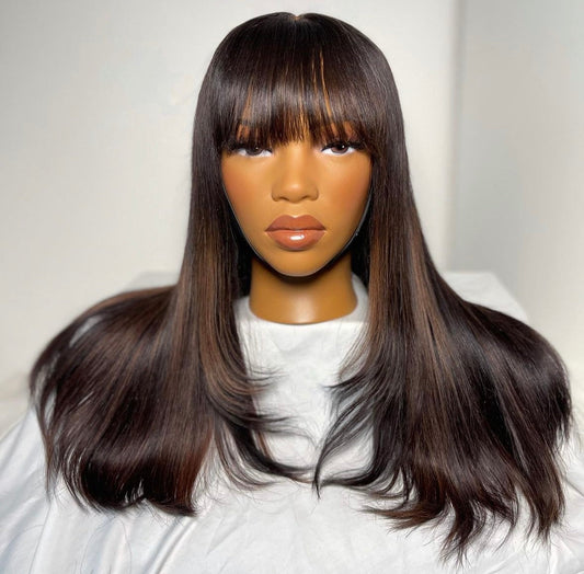 HD 5x5 closure brown fringe straight frontal unit