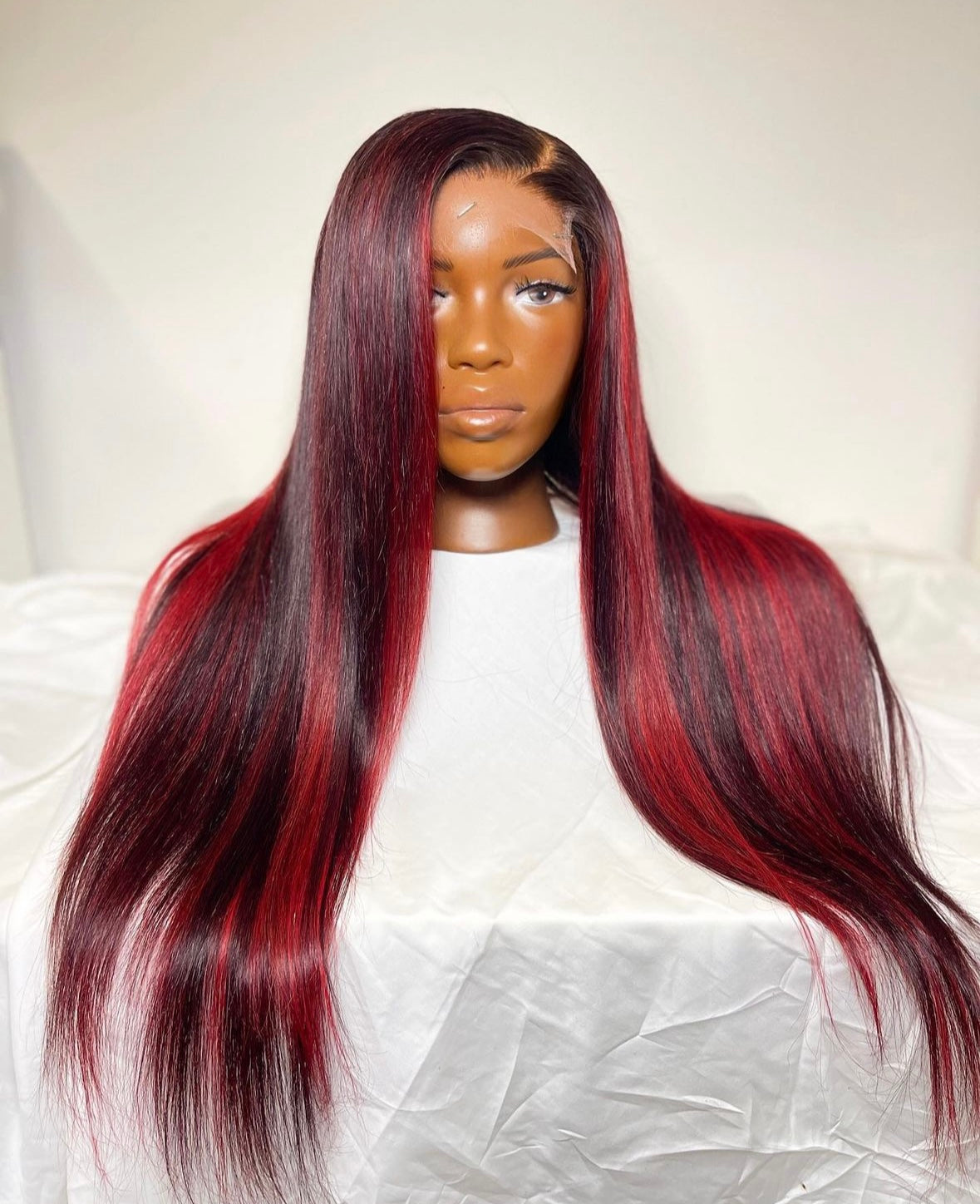 HD 5x5 closure red highlight straight frontal unit