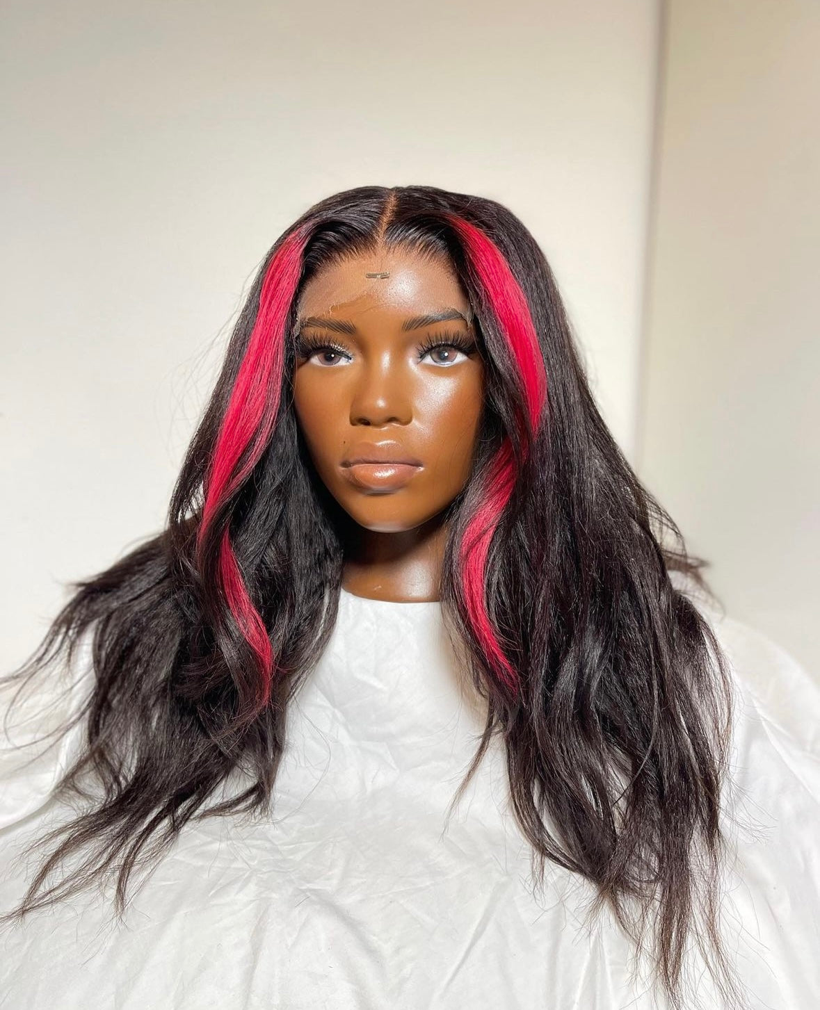 HD 5x5 closure pink highlights kinky wavy frontal unit