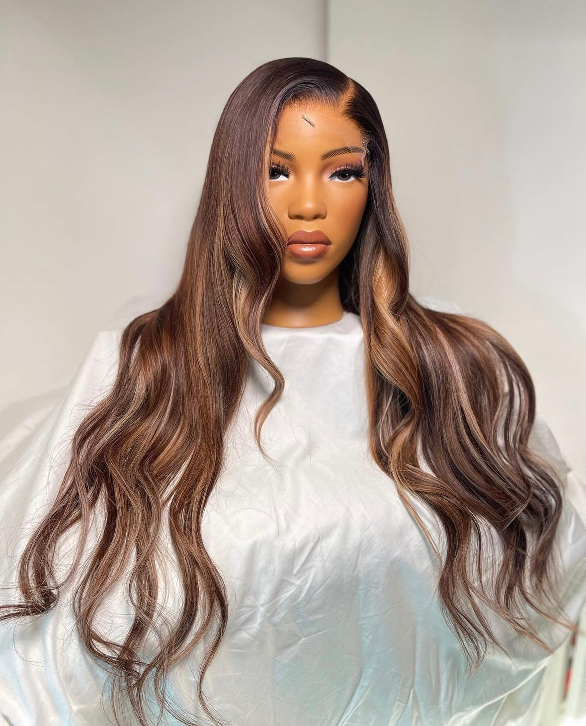 HD 6x6 ginger and blonde highlights wavy frontal