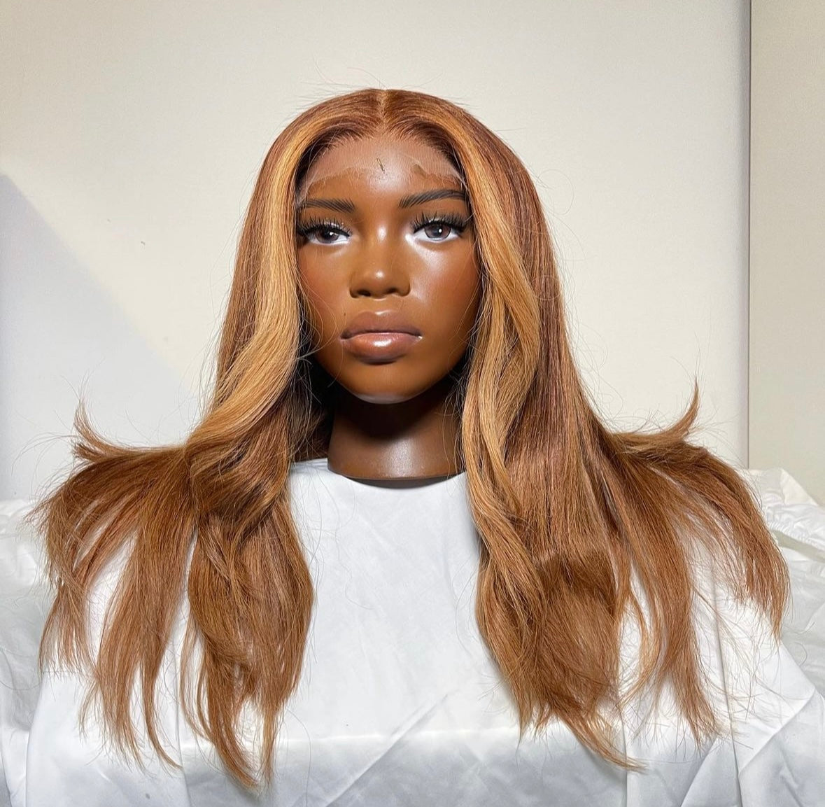 HD 6x6 closure honey blonde curtain bang straight frontal unit