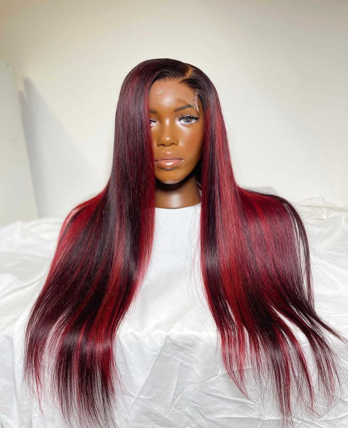 HD 5x5 closure red highlight straight frontal unit