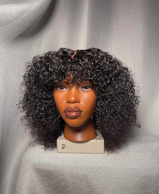 HD 4x4 natural black jerry curly frontal unit