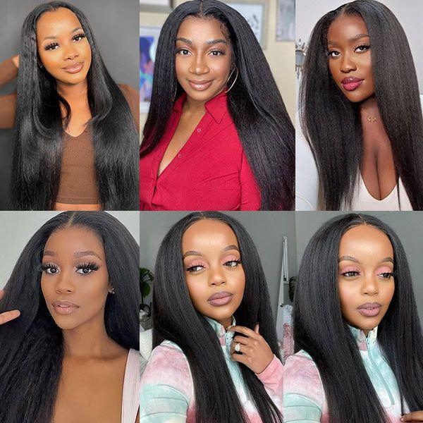 Yaki Straight 4*7 Pre-cut Lace Closure Wig Human Hair