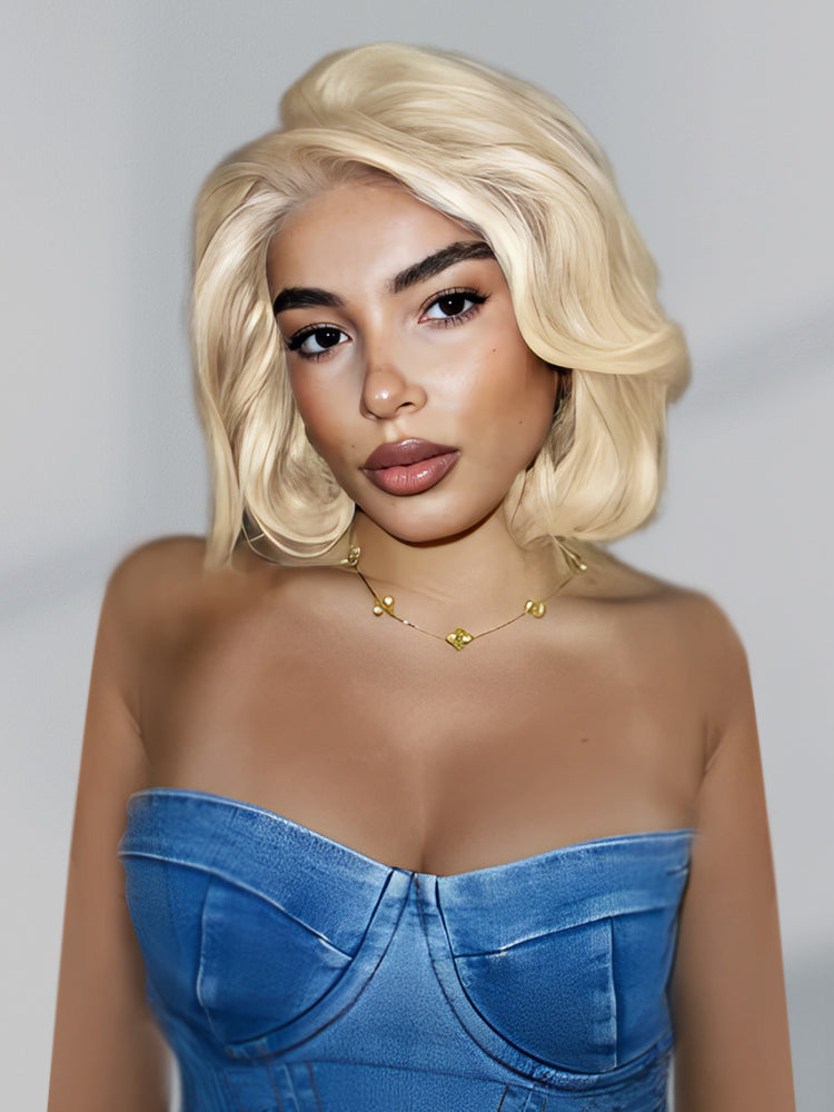 Blonde Short Bob With Body Wave Wigs 13*4 Undetectable Lace Front Wig