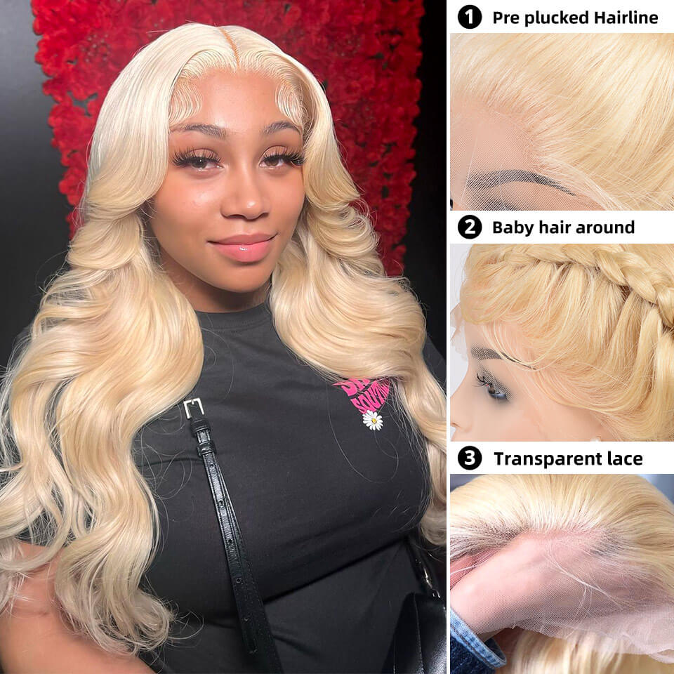 Blonde 5x5 Lace Front Wigs Color 613 Body Wave Human Hair Lace Wigs With Baby Hair