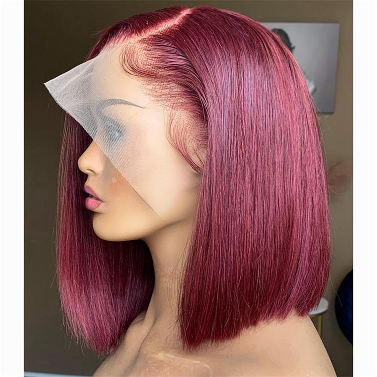 Burgundy Bob Wigs 99J Red Blunt Cut Bob Human Hair Wig