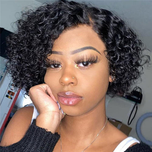 Short Curly Pixie Cut Wig Human Hair Lace Front Wigs