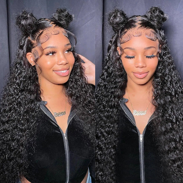360 Super Thin LY Lace Frontal Pre Plucked Deep Wave Black Hair Glueless Wig