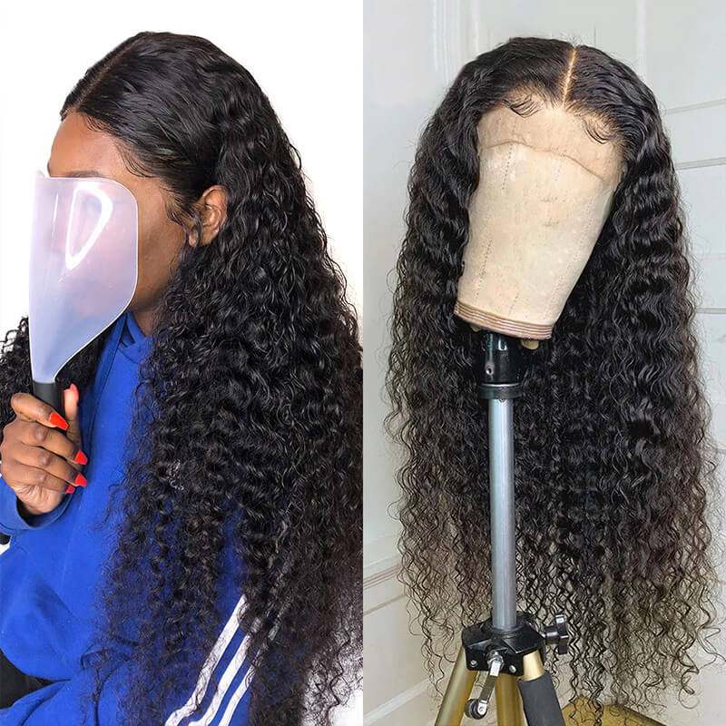 Deep Wave 13x6 Long HD Lace Front Wigs Real Hair Wigs Long Black Hair Wig