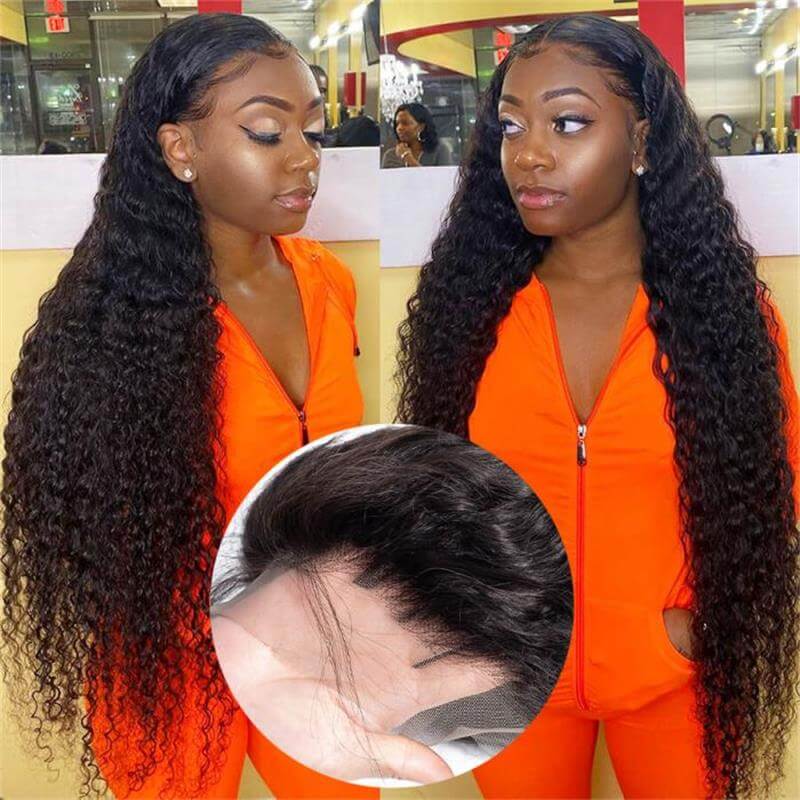 Deep Wave 13x6 Long HD Lace Front Wigs Real Hair Wigs Long Black Hair Wig