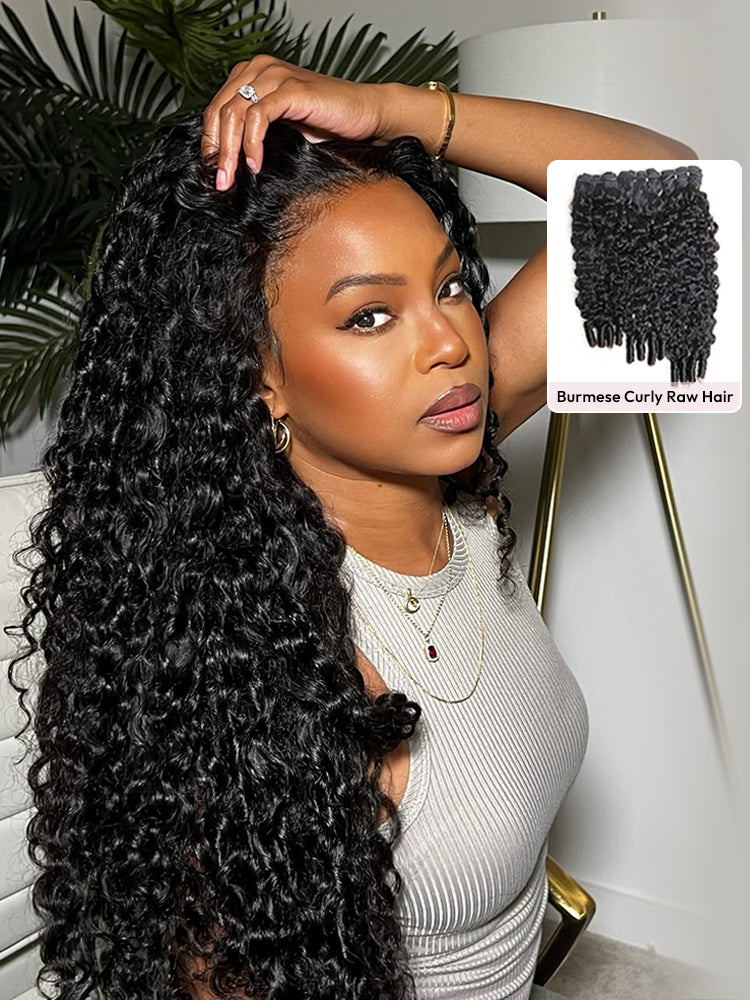 Burmese Curly Wave 5x7 Human Hair Lace Front Wig
