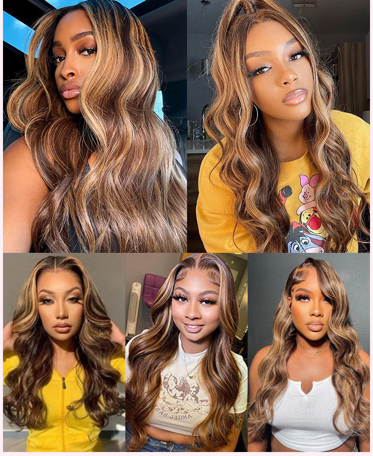 Piano Colored Body Wave 5*5 Closure Wig With Highlights
