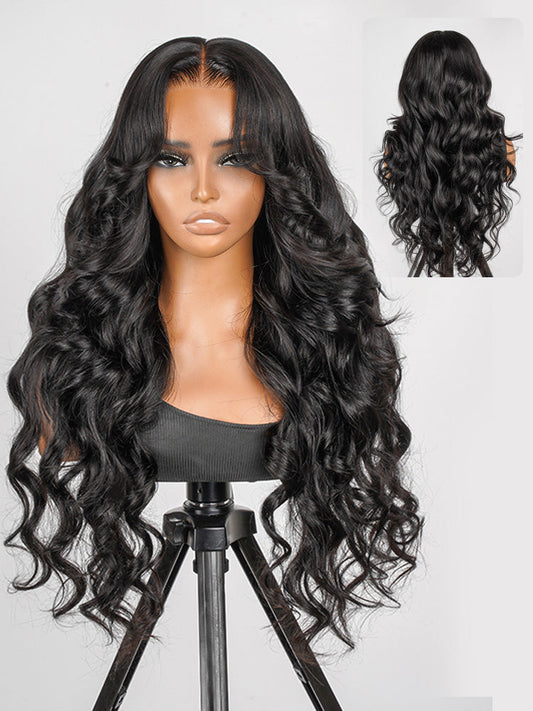 Glueless Layered Cut Ocean Wave with Curtain Bangs