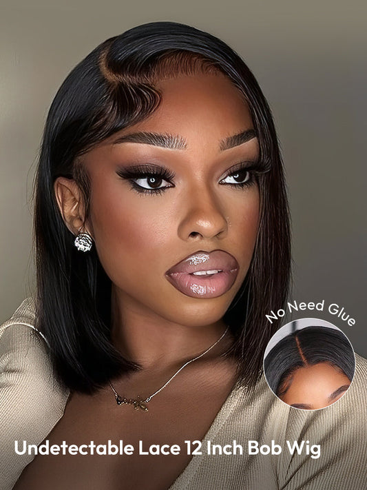 HD Lace Closure 12 Inch Bob Wig Straight Undetectable Lace Bob Wig
