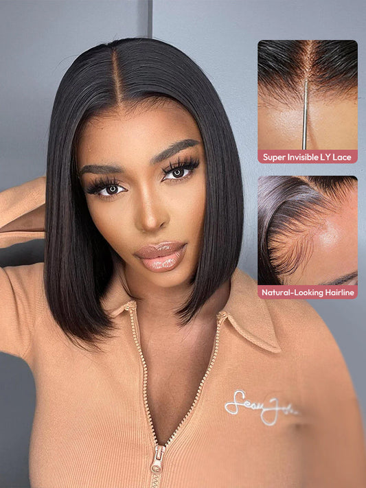 HD Lace Closure 12 Inch Bob Wig Straight Undetectable Lace Bob Wig