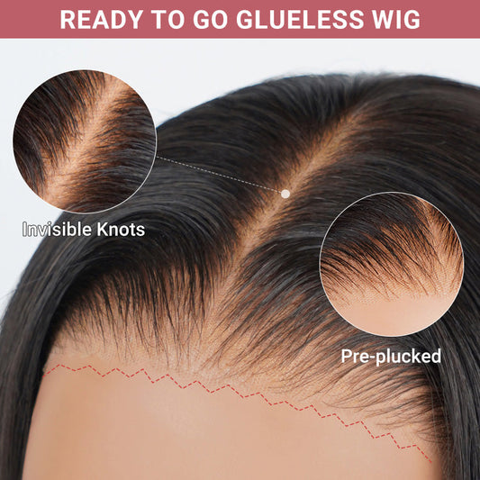 Glueless Straight Human Hair Wigs Ready To Go 4*7 Pre-cut Lace Wig