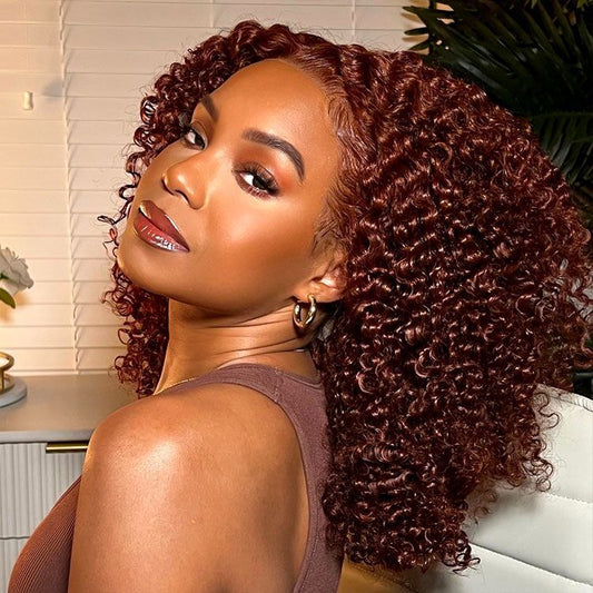 Auburn Short Dark Reddish Brown Hair Super Invisible LY Lace Wig