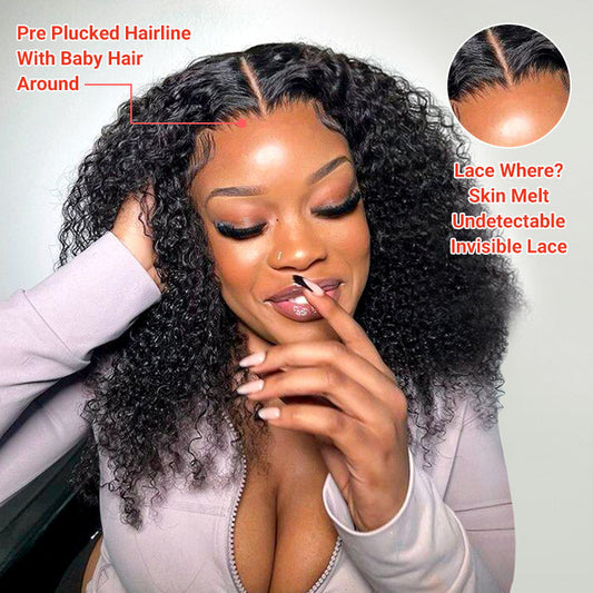 High Quality Curly Human Hair Ready To Go 4*7 Lace Closure Wig
