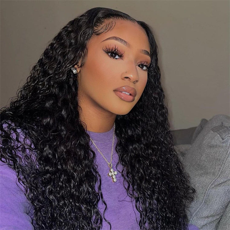 360 Super Thin LY Lace Frontal Pre Plucked Deep Wave Black Hair Glueless Wig