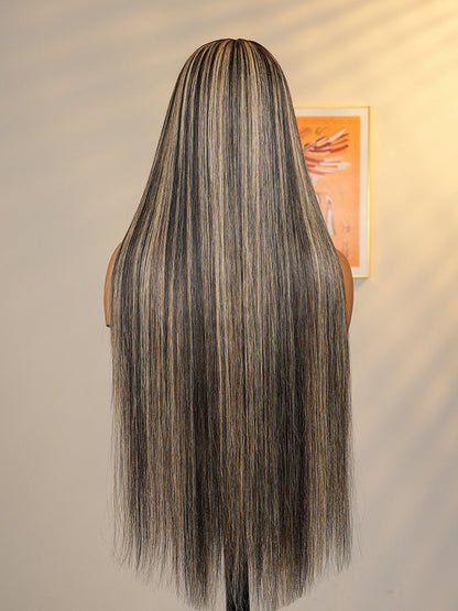 Glueless Black With Honey Blonde Highlights Body Wave Piano Colored 13*6 Lace Front Wig