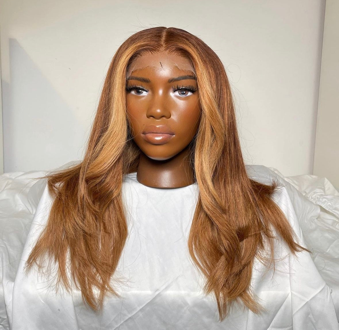 HD 6x6 closure honey blonde curtain bang straight frontal unit