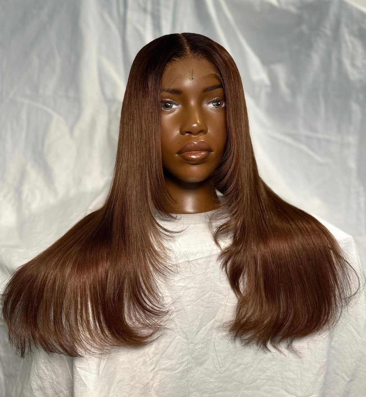 HD 5x5 closure Brown layered straight frontal